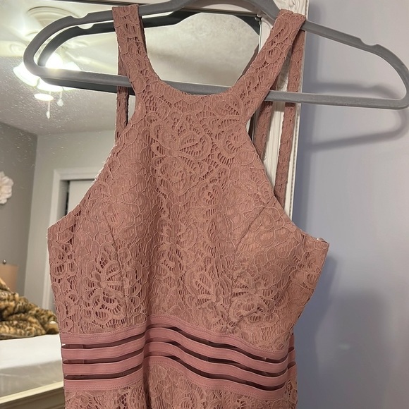 071 City Studio Mauve Skater Dress w lace - Picture 2 of 3